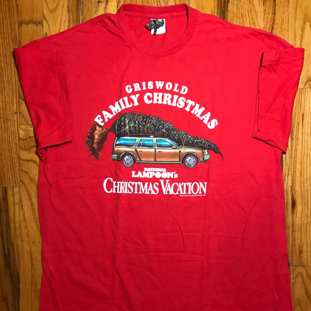 VTG 90s Christmas Vacation Griswold Car TShirt Red